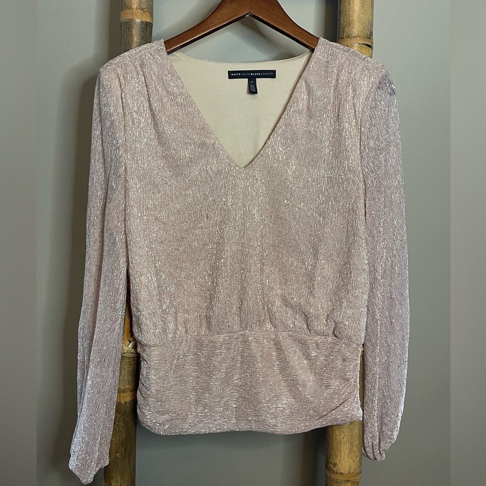 White House Black Market Shimmering Blush Blouse